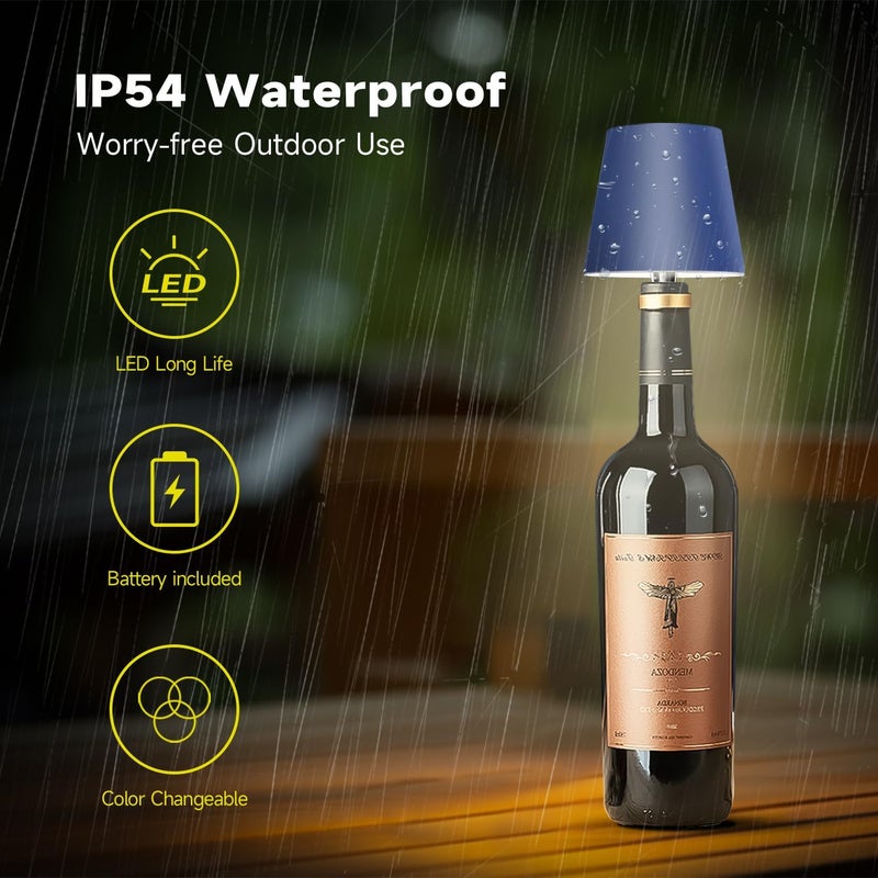 Hoide Store 2025 New Wireless Bottle Lamp - LED Bottle Lights for Liquor & Wine Bottles, Cordless Lampshade, Whiskey Bottle Top Light, Bottle Stopper Night Light Kit, Rechargeable 3-Tone Touch-Dimmable - Image 4